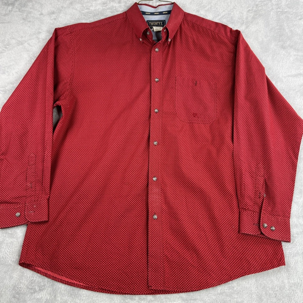 Wrangler TwentyX Geometric Print Button Down XL Red Men Western Cowboy MJ2446M
